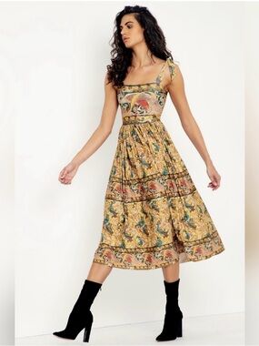Blackmilk Peacock Garden Dress Museum Size Large Tie Shoulder